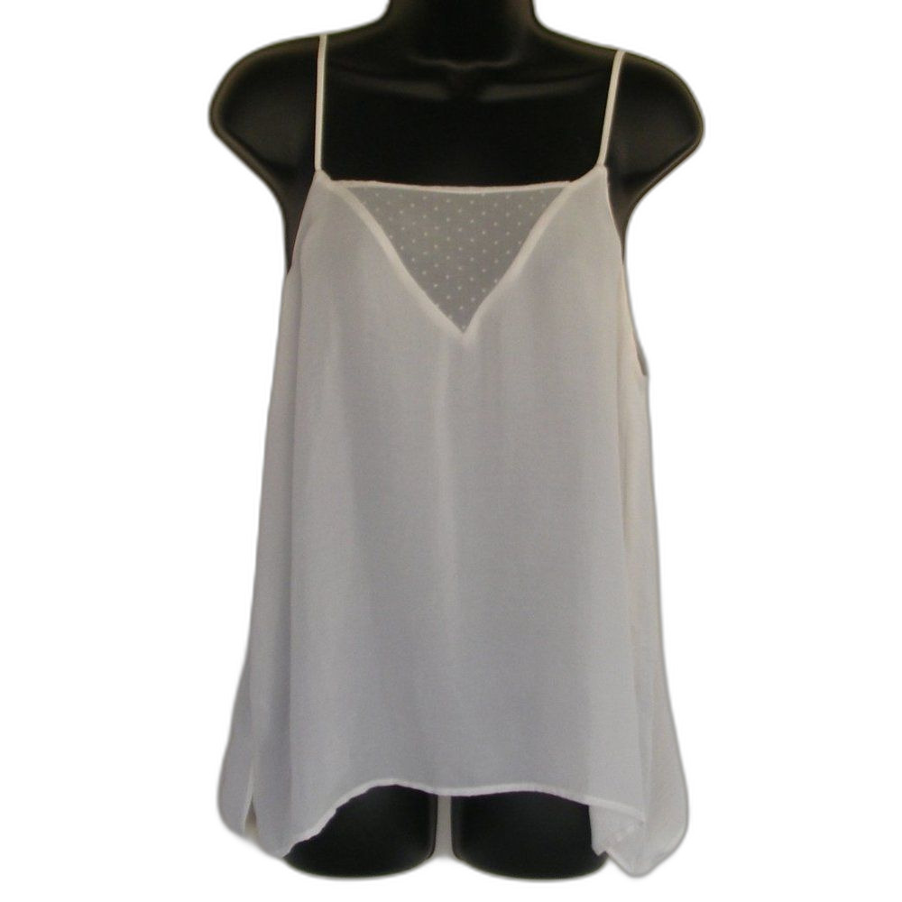 MNG Camisole, L, White V Insert, Spaghetti Straps, Lightweight